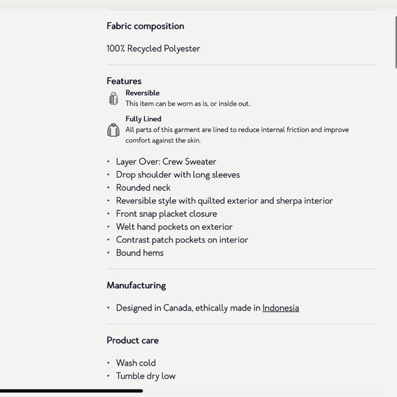 Tentree Women’s Quilted Jacket Reversible Bomber in Pale Oak Vintage White Sz S - Picture 14 of 16